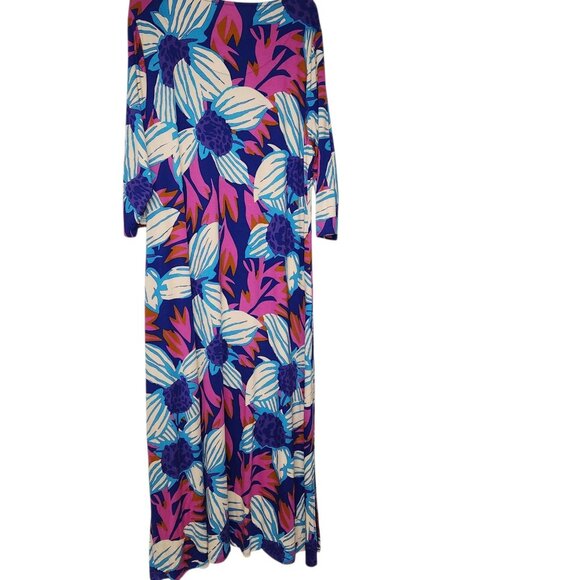 Soft Surroundings 2X Serena Maxi Floral Nazarine Blue Multi Dress Stretch NWT - Picture 3 of 6
